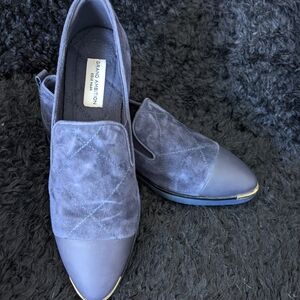 ambition Navy Quilted Suede Pointed Toe Slip-On Loafers